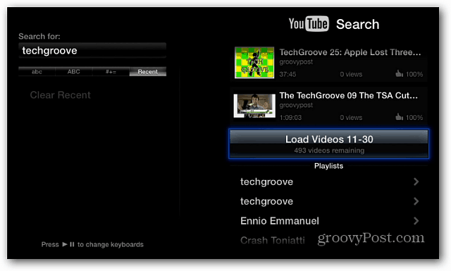 Suche YouTube Apple TV