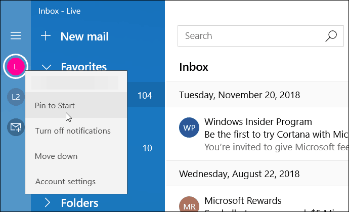 Moderne Mail App Pin zum Starten