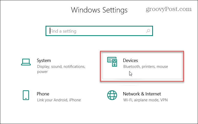 Windows 10-Einstellungsgeräte