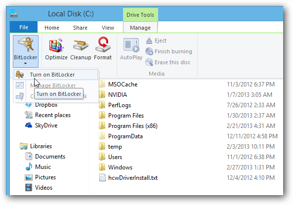 BitLocker File Explorer-Multifunktionsleiste