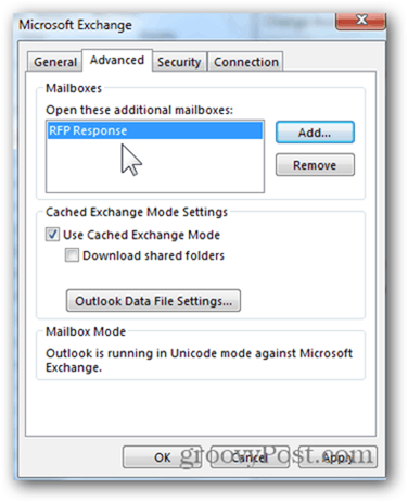 Mailbox Outlook 2013 hinzufügen - Klicken Sie zum Speichern auf OK