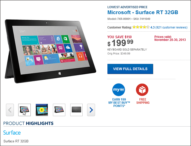 Best Buy Black Friday Deal: Microsoft Surface RT 32 GB 199 US-Dollar