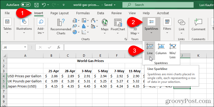 Wählen Sie Excel Sparkline Type