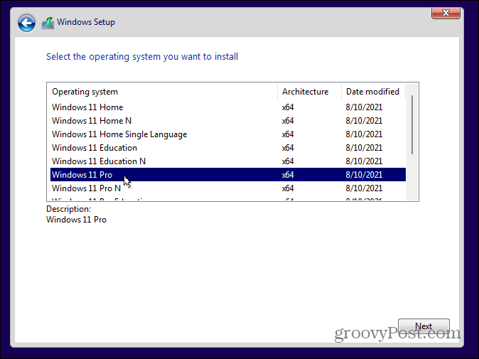 Wählen Sie die Windows 11-Edition