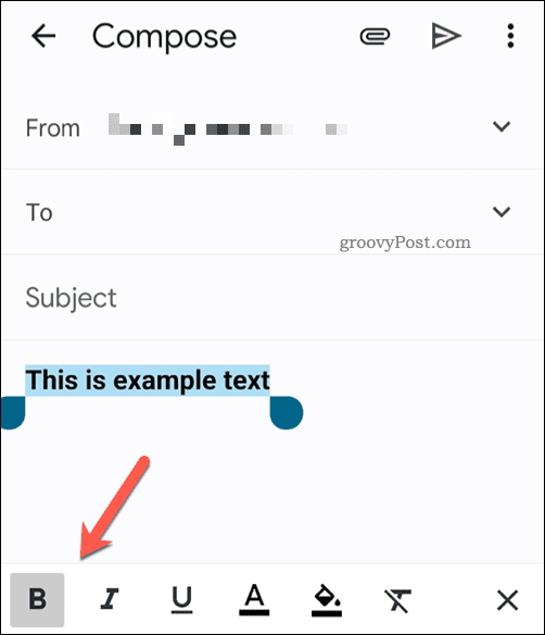 Die Symbolleiste zur Textformatierung in der Google Mail-App auf Mobilgeräten