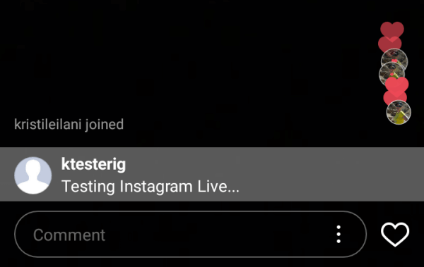 Zuschauer können Ihre Instagram-Live-Übertragung mögen, indem sie auf das Herz tippen.