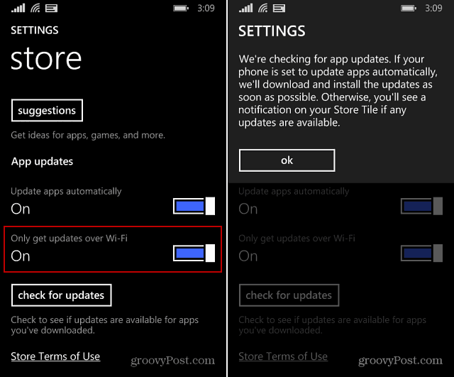 Windows Phone Store-Einstellungen