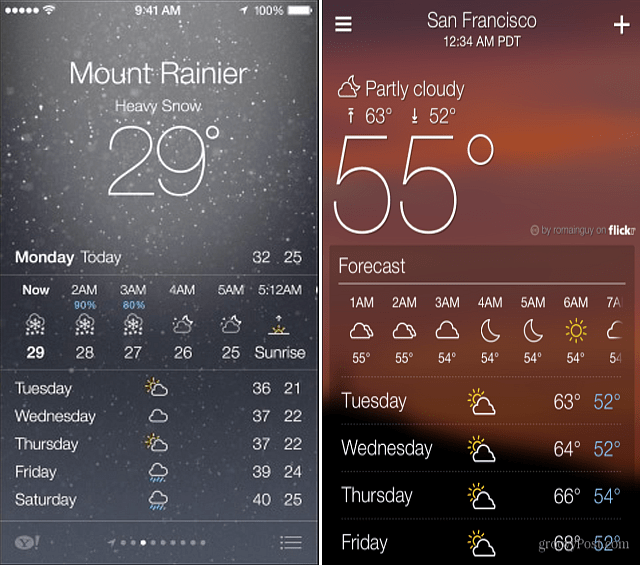 Yahoo und iOS 7 Wetter Apps
