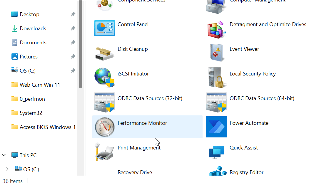 Leistungsmonitor unter Windows 11