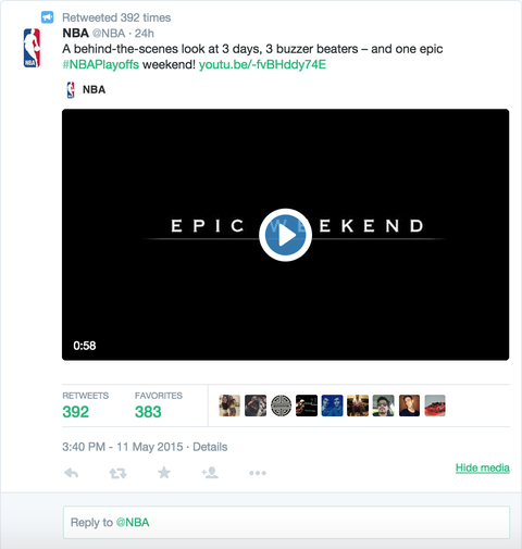 NBA-Tweet mit Youtube-Video