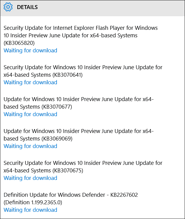 Heute verfügbare Sicherheits- und Fehlerbehebungen für Windows 10 Build 10130