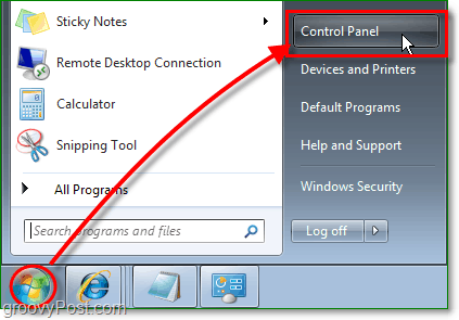 Klicken Sie auf das Windows 7-Startkugelmenü und dann auf das Bedienfeld, um den IE zu entfernen