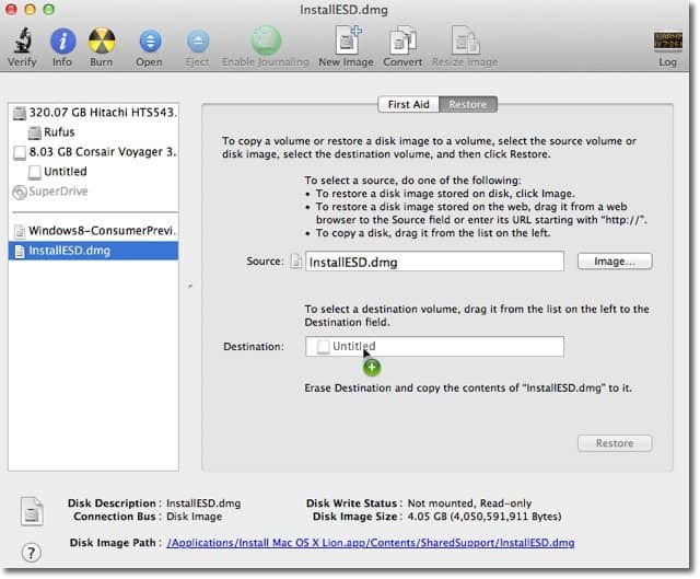 Apple OS X Lion: So erstellen Sie ein bootfähiges Disk-Image