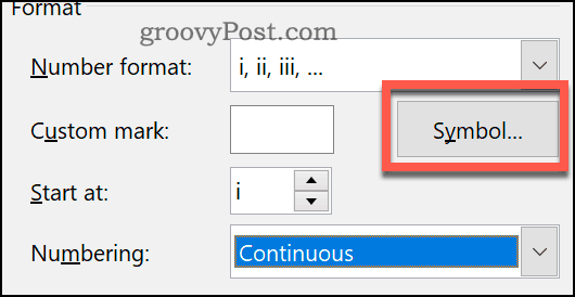 Festlegen eines benutzerdefinierten Symbols für Fußnoten und Endnoten in Word
