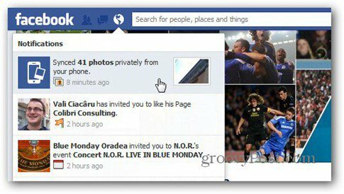 Benachrichtigung über Facebook-Fotosynchronisierung