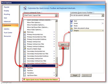 Microsoft Word 2007 Formen zur Schnellleiste hinzufügen