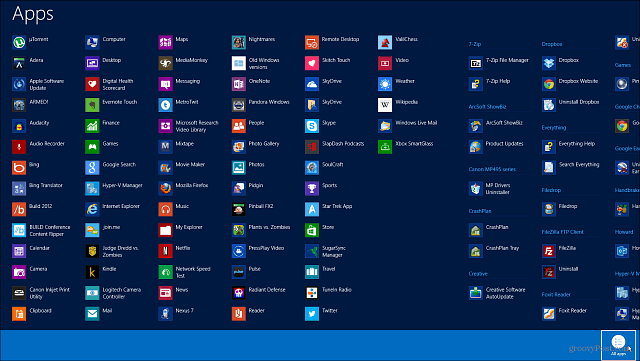 Anzeigen und Verwalten aller Windows 8-Programme und -Apps