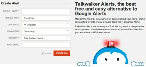 Talkwalker-Alarmseite