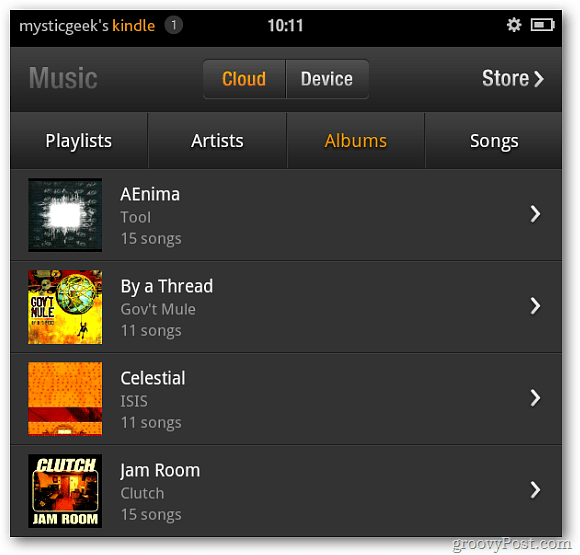 Kindle Fire Music vom Cloud Player