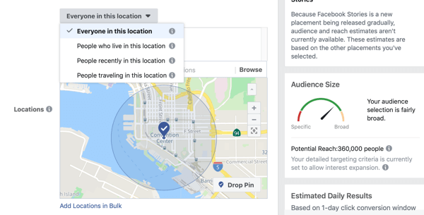 Geofencing im Facebook Ads Manager.