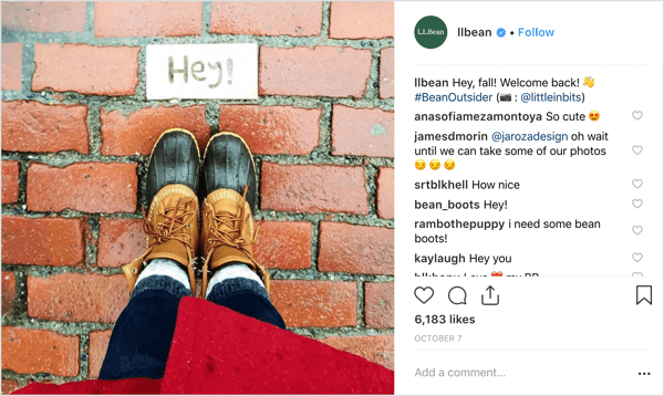 Herbstwetter, Mode und Filter von L.L. Beans Instagram.