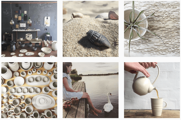 Illyria Pottery verwendet einen Filter, um einen zusammenhängenden Instagram-Feed zu erstellen.