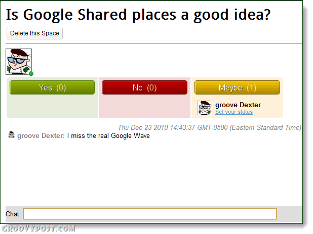 Google Shared Spaces Gadget in Aktion