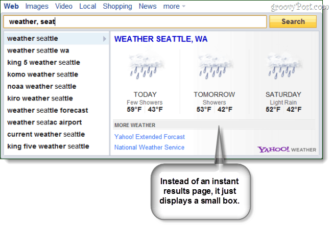 Yahoo Search Direct für Wetter
