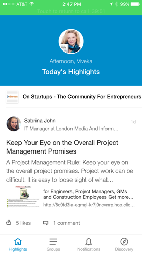 LinkedIn Gruppe Highlights App