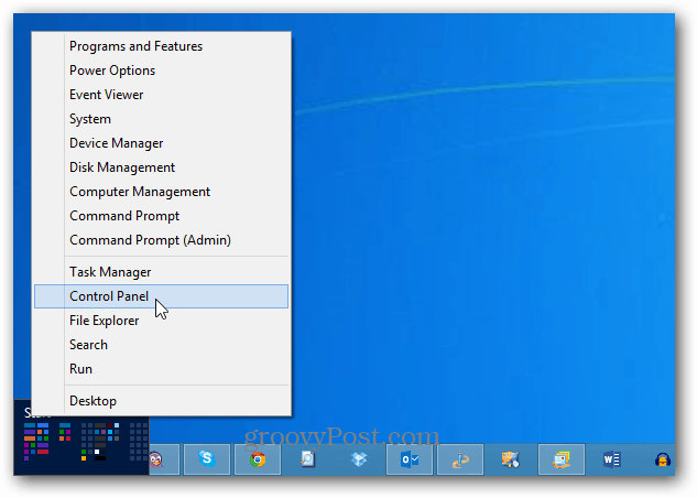 Systemsteuerung Windows 8 Power Menu
