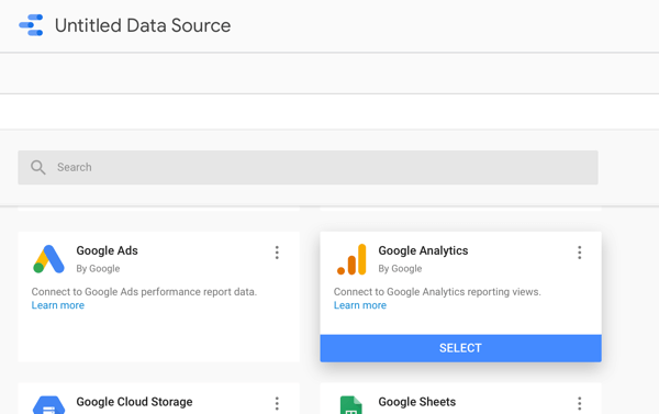 Verwenden Sie Google Data Studio, um Ihre Facebook-Anzeigen zu analysieren. Schritt 2: Option zur Verwendung von Google Analytics als Datenquelle