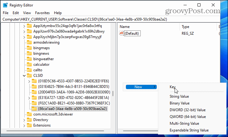 Einfügen in Key Regedit Windows 11
