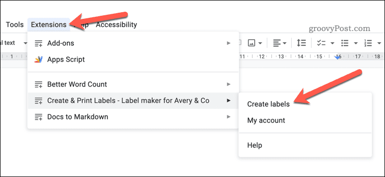 Erstellen Sie ein Etikett in Google Docs
