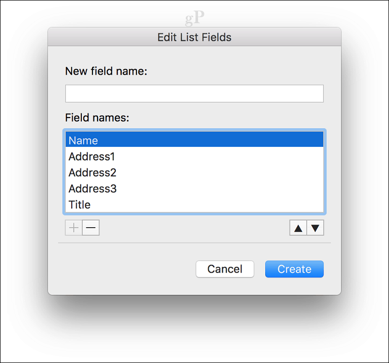Microsoft Word für Mac Mail Merge - Feldnamen