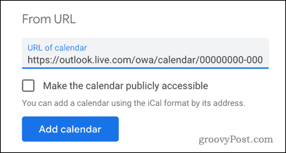 Hinzufügen eines Outlook-Kalenders zu Google Kalender nach URL