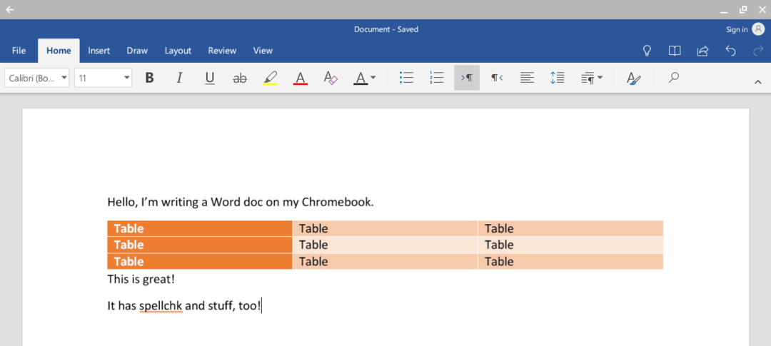 Microsoft Word auf Chromebook