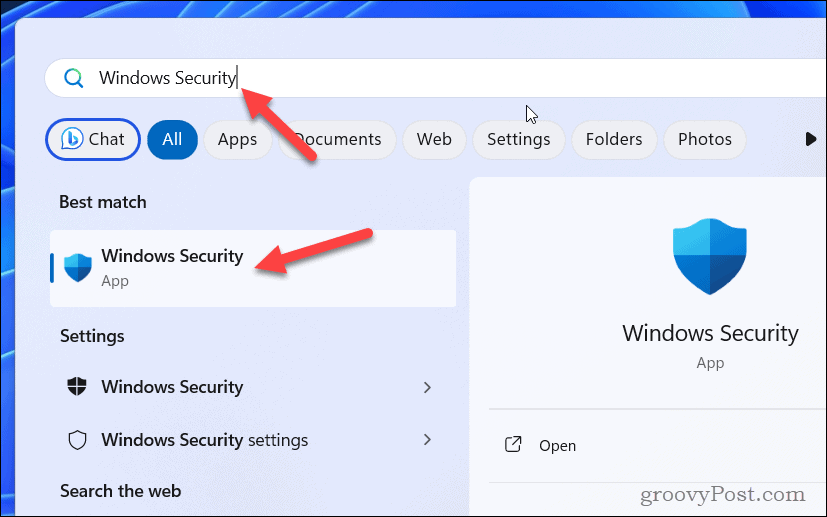 Öffnen Sie die Windows-Sicherheit