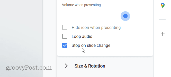 Audiooptionen Google Slides