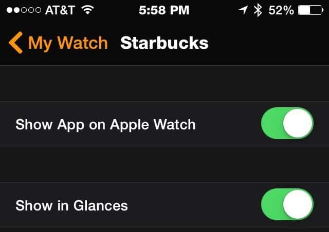 Starbucks App - Apple Watch