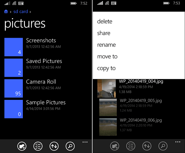 Dateien App Windows Phone 8-1