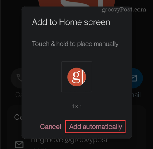Kontakt automatisch hinzufügen Android-Startbildschirm