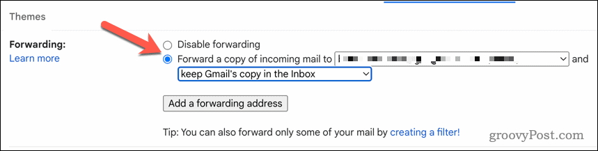 Aktivieren Sie die Gmail-Weiterleitung