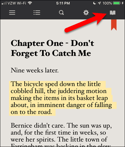Tippen Sie in BookFusion für iOS in einem eBook auf das Symbol zum Öffnen eines Buches