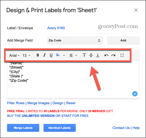 Google Sheets Formatierungstools