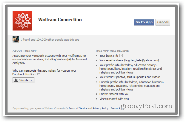 Wolfram Alpha Facebook Bericht Facebook Gehe zur App