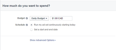 Budgetoptionen für Facebook-Anzeigen