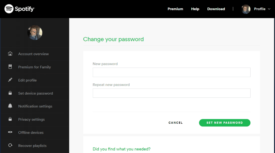 spotify Passwort zurücksetzen