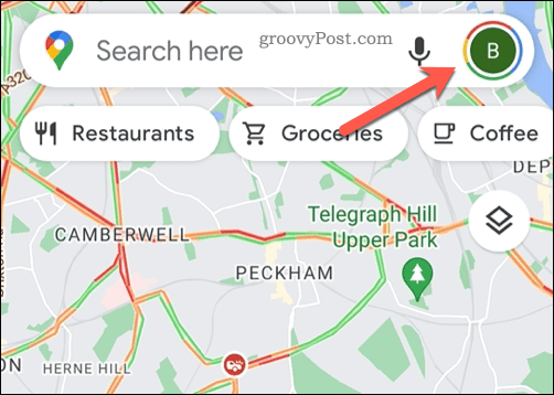 Tippen Sie in Google Maps auf Ihr Profilsymbol
