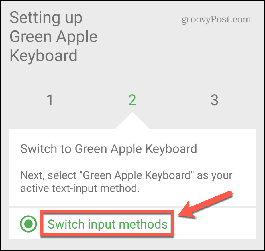 Eingabemethoden für Tastaturschalter mit grünem Apfel