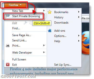 Starten Sie das private Surfen in Firefox 4
